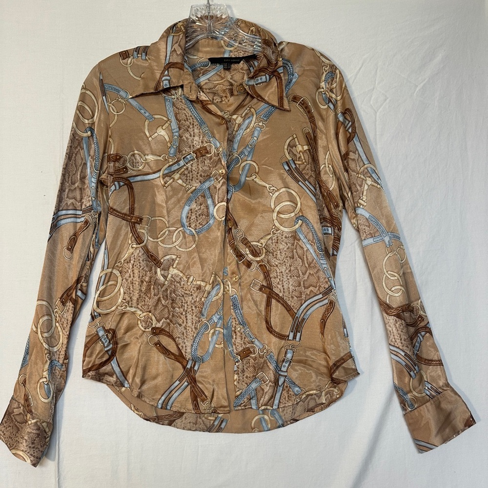 Zara Beige and Blue Patterned Fabric